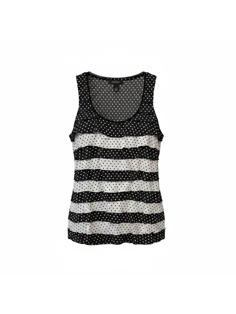 White House Black Market Business Casual Polka Dot Ruffle Tank Top Size Small